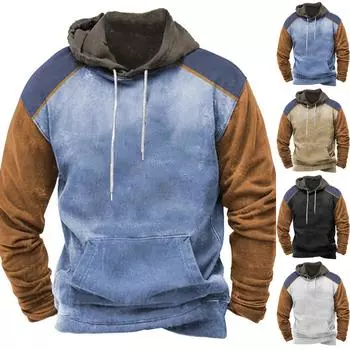 Модный свободный мужской и женский свитер с капюшоном с длинным рукавом и принтом L чёрный