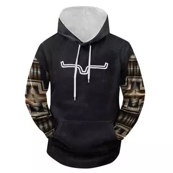 Модный свободный мужской и женский свитер с капюшоном с длинным рукавом и принтом S белый