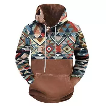 Модный свободный мужской и женский свитер с капюшоном с длинным рукавом и принтом S темно-синий