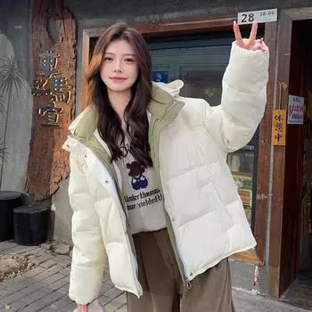 Модный свободный пуховик для студенток - новый стиль S белый