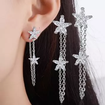 Модный темперамент, элегантные длинные серьги-проволочки, милые лепестки, циркониевые серьги, женские серьги, подарок на День святого Валентина девушке, украшения для ушей