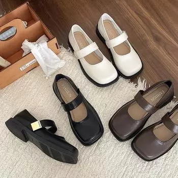 Модный темперамент белый французский светлый рот квадратная голова Мэри Джейн туфли женская одежда новые летние ретро одиночные туфли 35