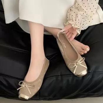 Модный темперамент французские квадратные туфли с неглубокой горловиной на плоской подошве женские туфли 2025 года новые летние юбки туфли Мэри Джейн на мягкой подошве 35 чёрный