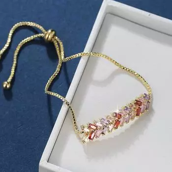 Модный темпераментный браслет Ruicai с цветным цирконом, женский красивый универсальный браслет для уличной ракетки золотой