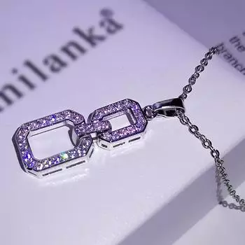 Модный темпераментный Линь Чилинг и Лю Ифэй ожерелье с подвеской из полного бриллианта на квадратную ключицу для женщин