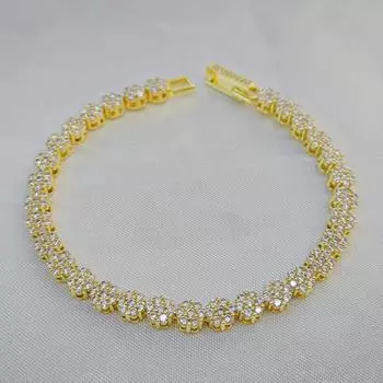 Модный теннисный браслет с белым цирконом и позолотой 18 карат, диаметр 5 мм, полный белый циркон