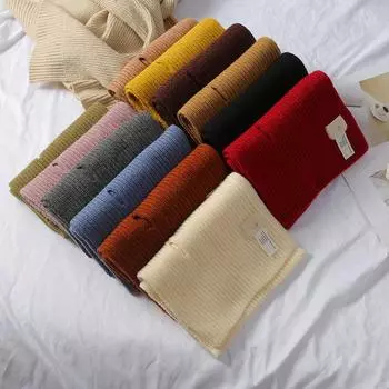 Модный теплый и приятный для кожи зимний новый однотонный шарф из пряжи женский крестообразный универсальный и милый вязаный шарф 25 * 100cm красный