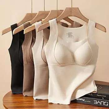 Модный теплый жилет с подушкой на груди, плюс размер, облегающий топ без следов L кофейный