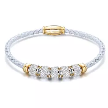 Модный титановый стальной кожаный женский браслет тканый браслет браслет с магнитной пряжкой серебряный