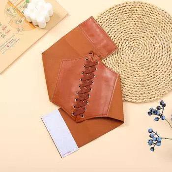 Модный тонкий эластичный пояс из ПУ с высокой талией, женский винтажный элегантный простой пояс со шнуровкой, черный панк и готика, повседневный широкий пояс 68*19.5CM