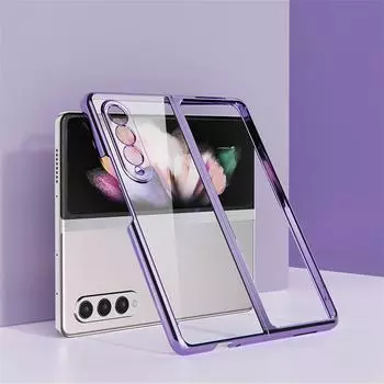 Модный тонкий чехол для телефона с покрытием для Samsung Galaxy Z Fold 3 5g Fold3 противоударный прозрачный защитный чехол Capa Coque for Galaxy Z Fold 3 золотой