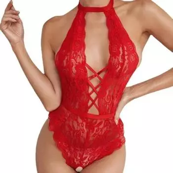 Модный топ, модный сексуальный кружевной комбинезон с открытой спиной, перспективное боди с открытой промежностью, женская ночная рубашка, одежда для сна на тонких бретельках, формирователь тела L