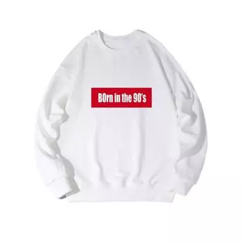 Модный топ с принтом 90-х годов, повседневная спортивная одежда на осень и зиму, хлопковая толстовка M белый