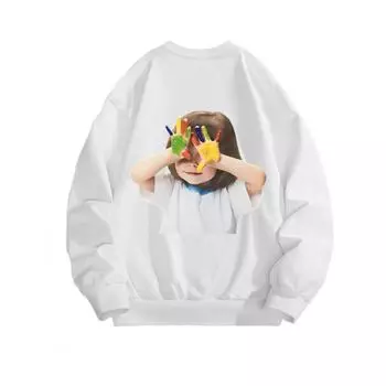 Модный топ с принтом для девочек, повседневная спортивная одежда на осень и зиму, хлопковая толстовка M белый