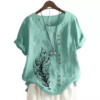 Модный топ с принтом, круглым вырезом и короткими рукавами в 11 цветах для женщин S белый