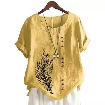 Модный топ с принтом, круглым вырезом и короткими рукавами в 11 цветах для женщин S белый