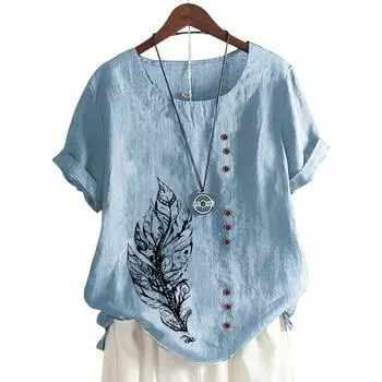 Модный топ с принтом, круглым вырезом и короткими рукавами в 11 цветах для женщин S белый