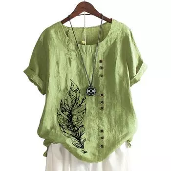 Модный топ с принтом, круглым вырезом и короткими рукавами в 11 цветах для женщин S белый