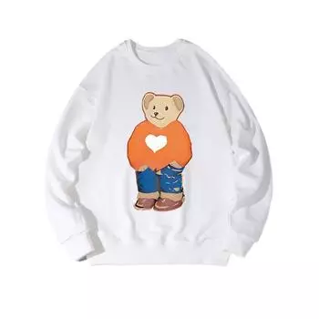 Модный топ с принтом Love Bear, повседневная спортивная одежда на осень и зиму, хлопковая толстовка M белый