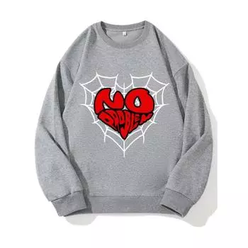 Модный топ с принтом Love Spider Web, повседневная спортивная одежда на осень и зиму, хлопковая толстовка M чёрный