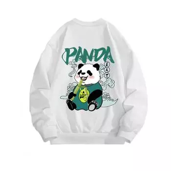 Модный топ с принтом Panda Bamboo, повседневная спортивная одежда на осень и зиму, хлопковая толстовка M белый