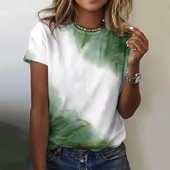 Модный топ с принтом, женская уличная одежда с короткими рукавами, летняя футболка, женская модная повседневная футболка с круглым вырезом, женская одежда больших размеров XXS