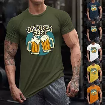 Модный топ унисекс с круглым вырезом и короткими рукавами с пивным принтом XL