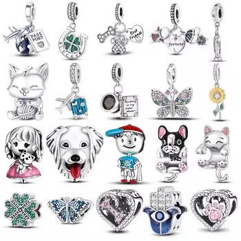 Модный тренд 925 пробы серебряные подвески-самолеты для путешествий подходят для оригинального браслета с подвесками в виде подсолнуха и бабочки