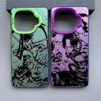 Модный тренд аниме One Piece чернила живопись Зоро ACE красочный матовый лазер полное покрытие ПК ударопрочный чехол для телефона IQOO Z9 Turbo Z9X IQOO Z9 TURBO