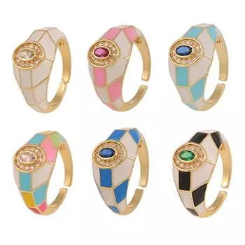 Модный тренд цветная эмалевая строчка открытое кольцо изящное универсальное контрастное кольцо для женщин и девочек геометрические украшения подарки Resizable