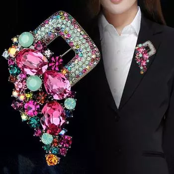 Модный тренд, инкрустированная бриллиантами брошь, креативная личность, простая брошь с бриллиантами, темпераментный пиджак, аксессуары шампанского