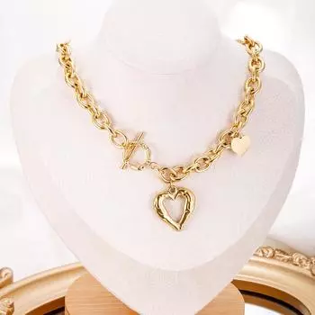 Модный тренд OT пряжка Hollow Love ожерелье хип-хоп крутой панк металлический кулон ключичная цепочка женское ожерелье золотой