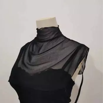 Модный тренд Полуводолазка Сексуальная сетчатая перспектива Женственность Внутренняя нижняя часть рубашки Универсальный декоративный воротник Ложный воротник чёрный