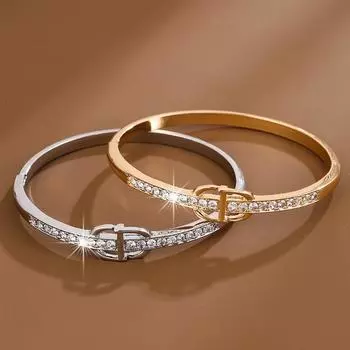 Модный тренд, простой ретро-высокочувствительный глянцевый браслет с микро-инкрустацией из циркона на каждый день золотой