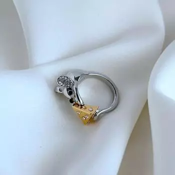 Модный тренд, простые поездки на работу, нишевый дизайн, милая инкрустация, кольцо с сырной мышкой