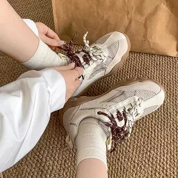 Модный тренд ретро-шоу обуви на маленькой платформе для папы, женские новые легкие кроссовки на осень и зиму 2025 года с увеличенной высотой 35 красный