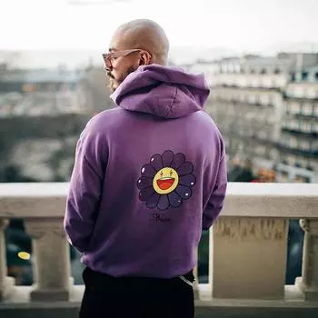 Модный тренд Толстовка с капюшоном Sun Flower Пуловер с капюшоном Интернет-знаменитость Повседневная толстовка M белый