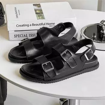 Модный тренд удобные универсальные сандалии мужские уличные на толстой подошве нескользящие пляжные туфли 371262-J 38 чёрный