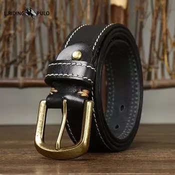 Модный тренд в корейском стиле Ретро Универсальный ремень из натуральной кожи Мужской ремень из натуральной кожи с пряжкой-штифтом Повседневный ремень 100cm чёрный