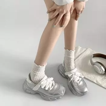 Модный тренд взрыв белого цвета на высокой платформе для папы, женская летняя легкая и универсальная спортивная обувь 2025 года 35 белый