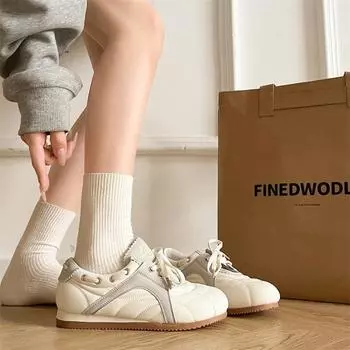 Модный тренд взрыв серебряные ретро кроссовки на платформе женские новинка 2025 года универсальная повседневная спортивная обувь 35 бежевый