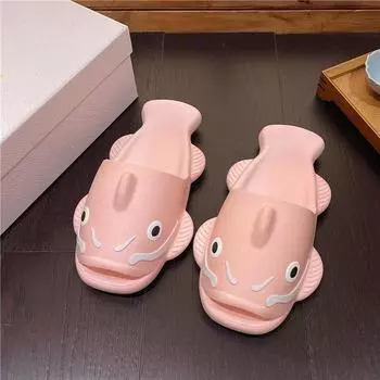 Модный тренд женские летние сандалии Shark Slip-On милые студенческие пляжные сандалии с плоским верхом и нескользящими подошвами для пар 36-37 зелёный