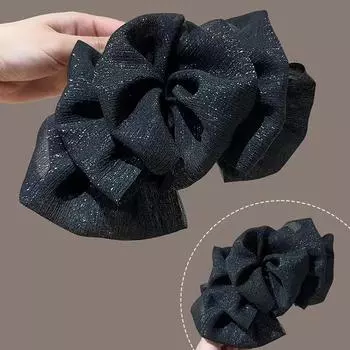 Модный тюль с большим бантом в виде облаков, зажим для захвата, элегантный ретро-женский сетчатый пряжный хвост, косичка, зажим для волос, аксессуары для волос, подарочный головной убор чёрный