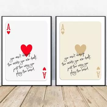 Модный туз червей настенное искусство эстетическая бежево-красная картина на холсте скандинавские постеры и принты настенные картины для декора гостиной 21x30cm No Framed