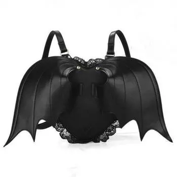 Модный творческий индивидуальный кожаный женский рюкзак с крыльями летучей мыши None чёрный