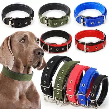 Модный удобный для домашних животных 1 шт. популярный регулируемый ошейник для собак высокого качества, твердый для собак 4 цвета, большой размер, ошейник для домашних животных, нейлоновый ремешок 1.5*45cm чёрный