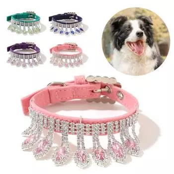 Модный удобный ошейник для собак из искусственной кожи с подвеской для Тедди XS розовый