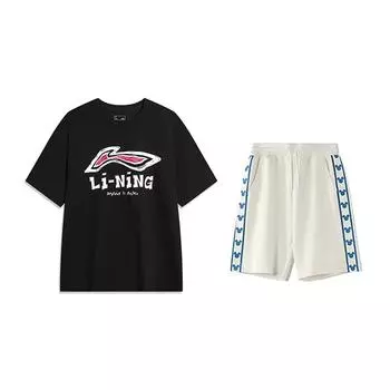 Модный удобный спортивный костюм с круглым вырезом и короткими рукавами Li Ning AHSU711-1+YKSV129-1 S
