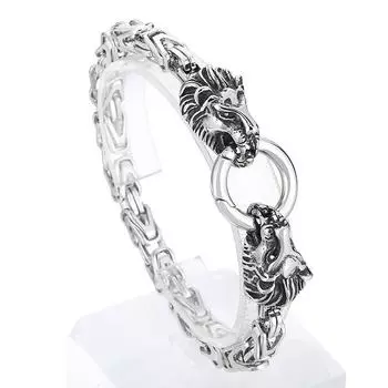Модный уличный браслет в стиле хип-хоп с маленькой головой льва в Японии и Южной Корее, мужской браслет-цепочка из титановой стали со скидкой