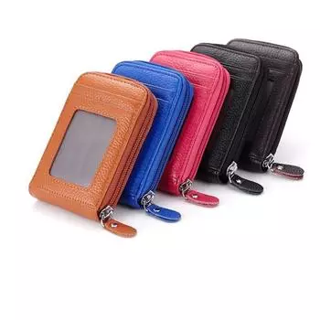 Модный унисекс мини-кожаный кошелек для карт чёрный